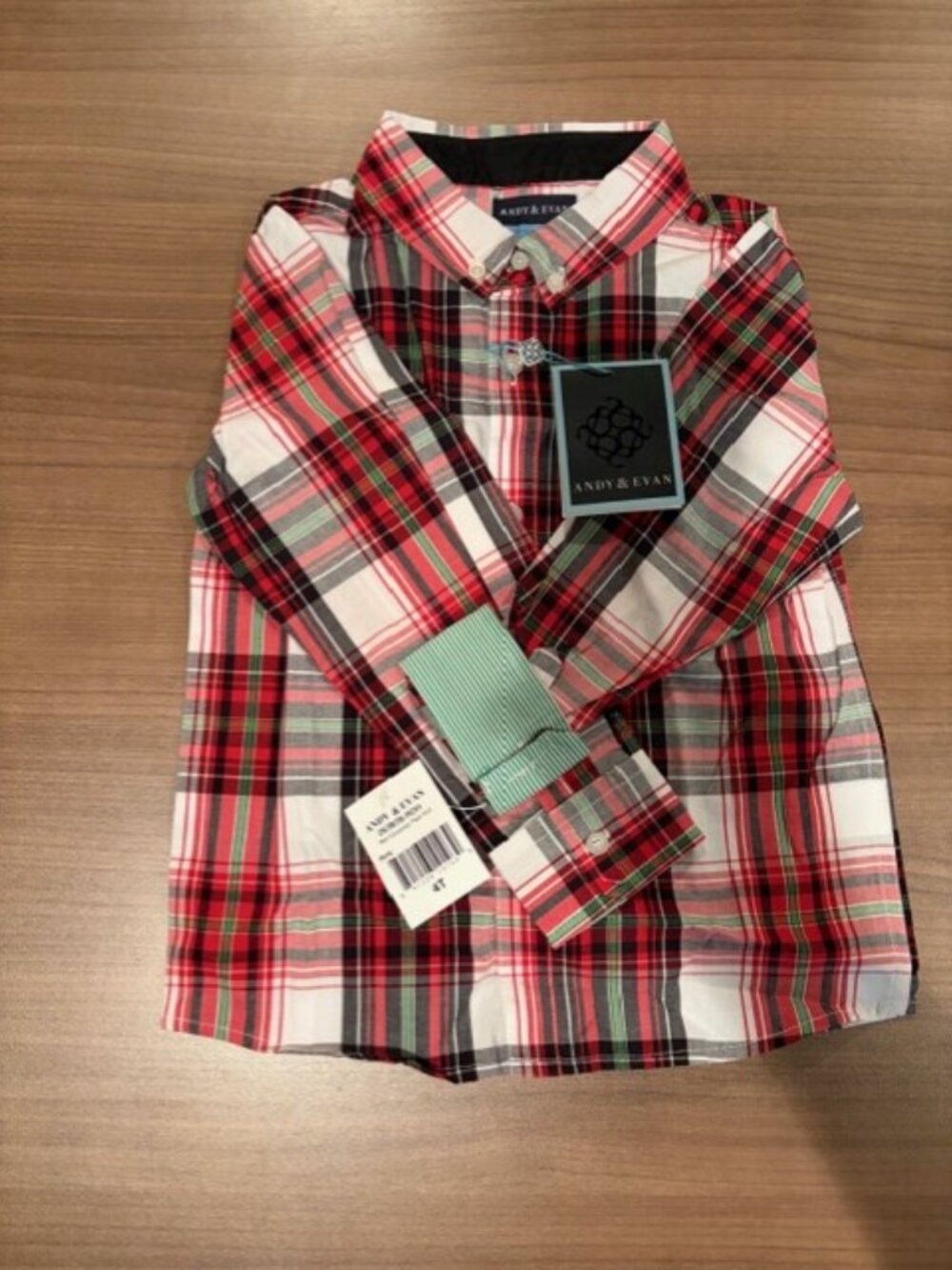 Andy & Evan Boys Red Plaid Button Down Shirt Toddler 4T New